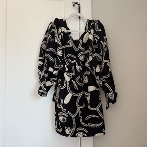 New FARM Rio Richelieu Faces Long Sleeve Mini Dress